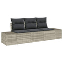 Havesofa Sæt med opbevaring 3 pcs Lysegrå polyrattan