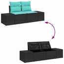 Havesofa Sæt 8 stk. Sort og turkis polyrattan