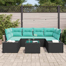 Havesofa Sæt 8 stk. Sort og turkis polyrattan