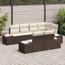 Havesofa Sæt med opbevaring 7 pcs Brun og Creme polyrattan