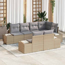 Havesofa Sæt med opbevaring 7 pcs Beige og lys grå polyrattan