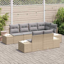 Havesofa Sæt med opbevaring 7 pcs Beige og lys grå polyrattan