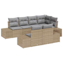 Havesofa Sæt med opbevaring 7 pcs Beige og lys grå polyrattan