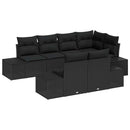 Havesofa Sæt med opbevaring 7 pcs Sort polyrattan