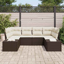 Havesofa Sæt med opbevaring 6 pcs Brun og Creme Poly rattan