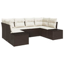 Havesofa Sæt med opbevaring 6 pcs Brun og Creme Poly rattan