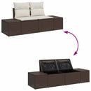 Havesofa Sæt med opbevaring 6 pcs Brun og Creme Poly rattan