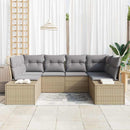 Havesofa Sæt med opbevaring 6 pcs Beige og lys grå Poly rattan