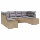 Havesofa Sæt med opbevaring 6 pcs Beige og lys grå Poly rattan