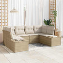 Havesofa Sæt med opbevaring 6 pcs Beige og creme Poly rattan