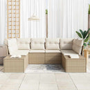 Havesofa Sæt med opbevaring 6 pcs Beige og creme Poly rattan