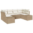 Havesofa Sæt med opbevaring 6 pcs Beige og creme Poly rattan