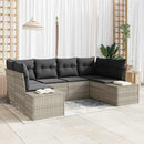 Havesofa Sæt med opbevaring 6 pcs Lysegrå Poly rattan