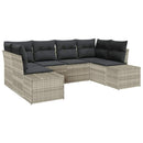 Havesofa Sæt med opbevaring 6 pcs Lysegrå Poly rattan