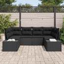 Havesofa Sæt med opbevaring 6 pcs Sort Poly rattan