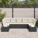 Havesofa Sæt med opbevaring 7 pcs Sort og Cream Poly rattan