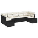 Havesofa Sæt med opbevaring 7 pcs Sort og Cream Poly rattan