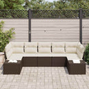Havesofa Sæt med opbevaring 7 pcs Brun og Creme Poly rattan
