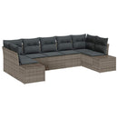 Havesofa Sæt med opbevaring 7 pcs Grå Poly rattan