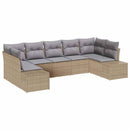 Havesofa Sæt med opbevaring 7 pcs Beige og lys grå Poly rattan