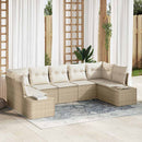 Havesofa Sæt med opbevaring 7 pcs Beige og creme Poly rattan