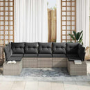 Havesofa Sæt med opbevaring 7 pcs Lysegrå Poly rattan