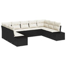 Havesofa Sæt med pude 9 pcs Sort og Cream Polyrattan