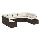 Havesofa Sæt med pude 9 pcs Brun og Creme Polyrattan