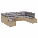 Havesofa Sæt med pude 9 pcs Beige og lys grå Polyrattan
