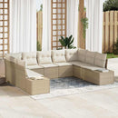 Havesofa Sæt med pude 9 pcs Beige og creme Polyrattan