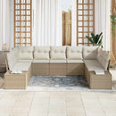 Havesofa Sæt med pude 9 pcs Beige og creme Polyrattan