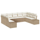 Havesofa Sæt med pude 9 pcs Beige og creme Polyrattan