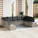 Havesofa Sæt med pude 9 pcs Lysegrå Polyrattan