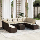 Havesofa Sæt med pude 9 pcs Brun og Creme Polyrattan