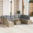 Havesofa Sæt med pude 9 pcs Beige og lys grå Polyrattan