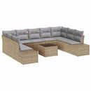 Havesofa Sæt med pude 9 pcs Beige og lys grå Polyrattan