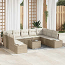 Havesofa Sæt med pude 9 pcs Beige og creme Polyrattan