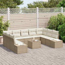Havesofa Sæt med pude 9 pcs Beige og creme Polyrattan
