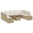 Havesofa Sæt med pude 9 pcs Beige og creme Polyrattan