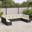 Havesofa Sæt med pude 10 pcs Sort og Cream Polyrattan