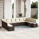Havesofa Sæt med pude 10 pcs Brun og Creme Polyrattan