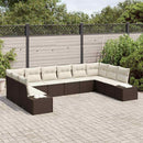 Havesofa Sæt med pude 10 pcs Brun og Creme Polyrattan