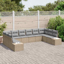 Havesofa Sæt med pude 10 pcs Beige og lys grå Polyrattan