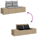 Havesofa Sæt med pude 10 pcs Beige og lys grå Polyrattan