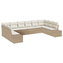 Havesofa Sæt med pude 10 pcs Beige og creme Polyrattan