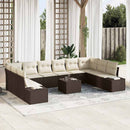 Havesofa Sæt med pude 10 pcs Brun og Creme Polyrattan
