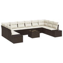 Havesofa Sæt med pude 10 pcs Brun og Creme Polyrattan