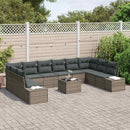 Havesofa Sæt med pude 10 pcs Grå Polyrattan