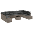 Havesofa Sæt med pude 10 pcs Grå Polyrattan