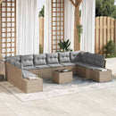 Havesofa Sæt med pude 10 pcs Beige og lys grå Polyrattan